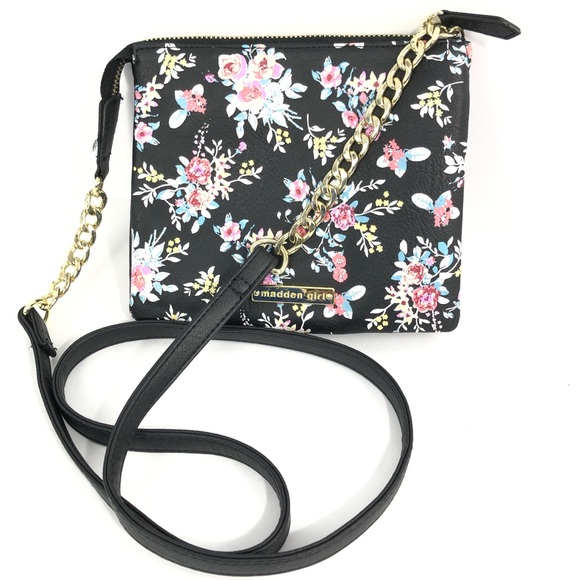 Madden Girl Floral Print Black Purse - Picture 2 of 7